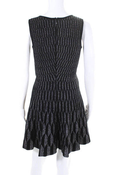 Gig Womens Sleeveless Silver Metallic Striped Elastic Mini Dress Black Size L