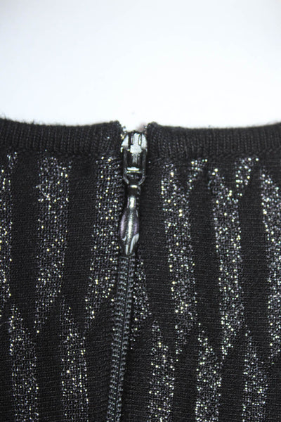Gig Womens Sleeveless Silver Metallic Striped Elastic Mini Dress Black Size L