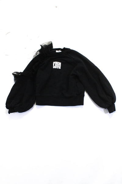 MSGM Girls Crewneck Long Sleeves Ruffle Sweatshirt Black Size 8