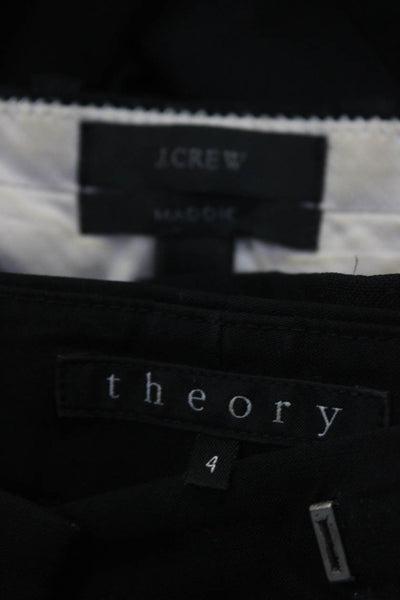 J Crew Theory Womens Black Wool Pleated Straight Leg Maddie Pants Size 2 4 lot 2