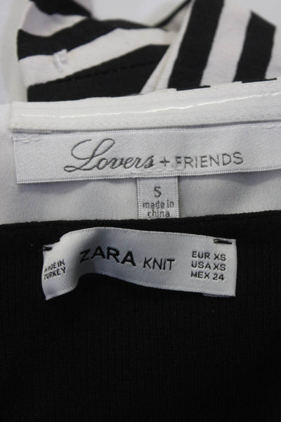 Lovers + Friends Zara Womens Black Striped Twist Front Crop Top Size S XS lot 2