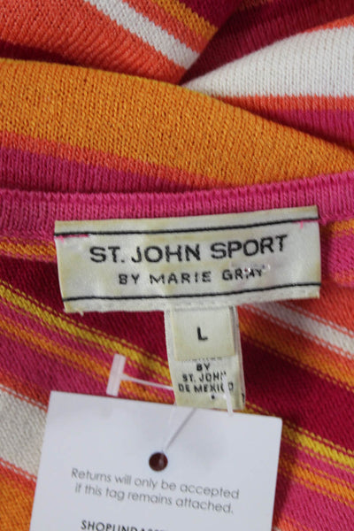 St. John Sport By Marie Gray Womens Wool Knit Striped Tank Top Multicolor Size L