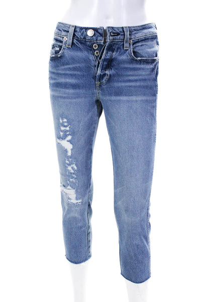 Amo Womens Tomboy Crop Jeans Air Blue Cotton Size 23