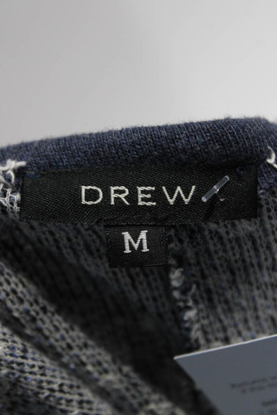 Drew Womens Blue Cotton Textured Crew Neck Full Zip Long Sleeve Jacket Size M