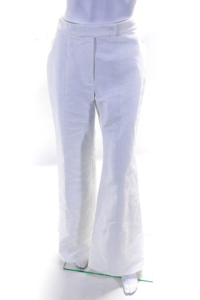 Gabriela Hearst Womens Cotton High Rise Wide Leg Pants Trousers White Size 44