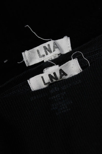 LNA Women's Crewneck Long Sleeves Ribbed Blouse Black Size XS Lot 3