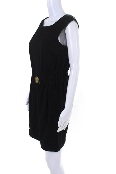 Cynthia Steffe Women's Sleeveless Elasticated Buckle Sheath Dress Black Size 8