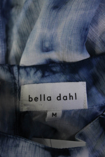 Bella Dahl Womens Short Sleeve Crew Neck Tie Dyed Shirt White Blue Size Medium