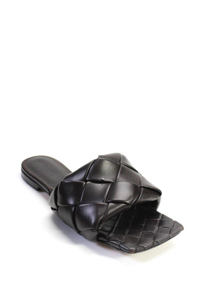 Bottega Veneta Womens Intrecciato Slide On Sandals Dark Brown Size 38 8