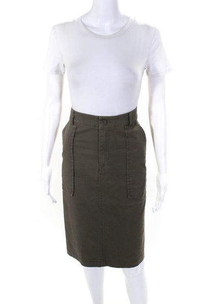 R Label Women's A-Line Pockets Midi Skirt Green Size S