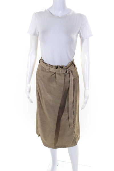 Ischiko Women's A-Line Wrap Belt Midi Skirt Beige Size 1