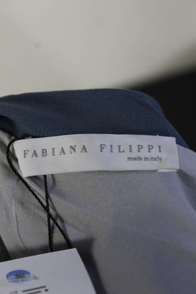 Fabiana Filippi Women's Short Sleeve Button Up Tunic Dress Blue Size M