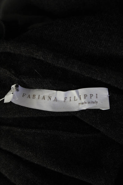 Fabiana Filippi Women's Merino Wool Silk Trim Long Sleeve Sweater Gray Size M