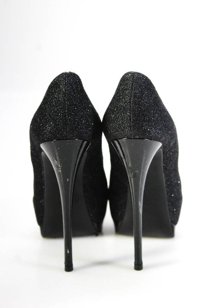 Giuseppe Zanotti Design Womens Peep Toe Pumps Black Metallic Size 35.5 5.5