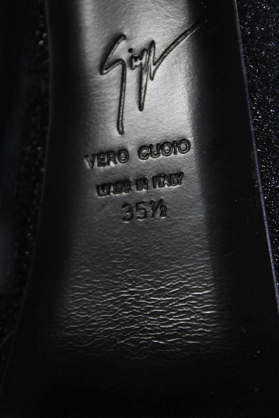 Giuseppe Zanotti Design Womens Peep Toe Pumps Black Metallic Size 35.5 5.5