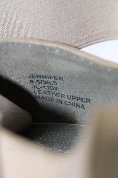 DKNY Womens Leather Cross Strap Jennifer Wedge Sandals Beige Size 5.5