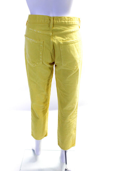 Amo Women's High Waist Five Pockets Straight Leg Denim Yellow Size 27