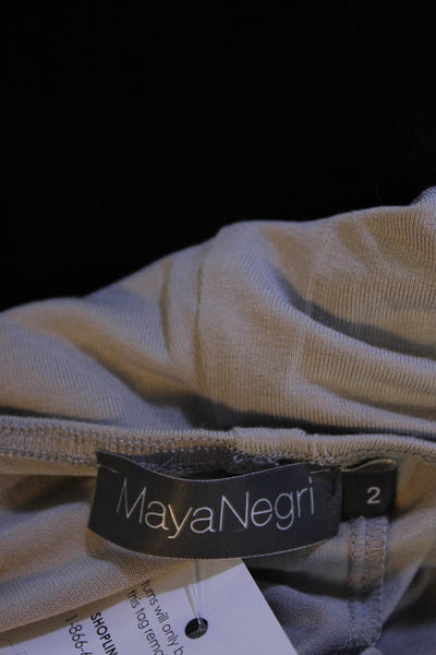 Maya Negri Womens Elastic Waistband Knit Cropped Leggings Beige Size 2