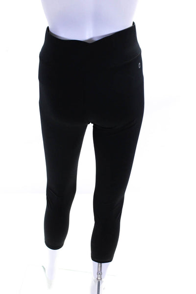 All Access Womens Elastic Waistband High Rise Cropped Leggings Black Size Large