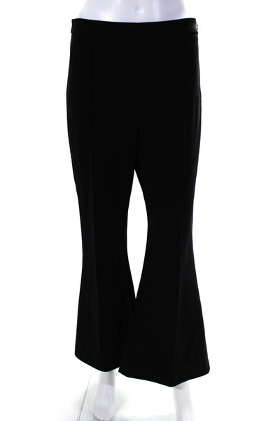 Adam Lippes Womens Black High Rise Bonded Neoprene Flare Dress Pants Size L