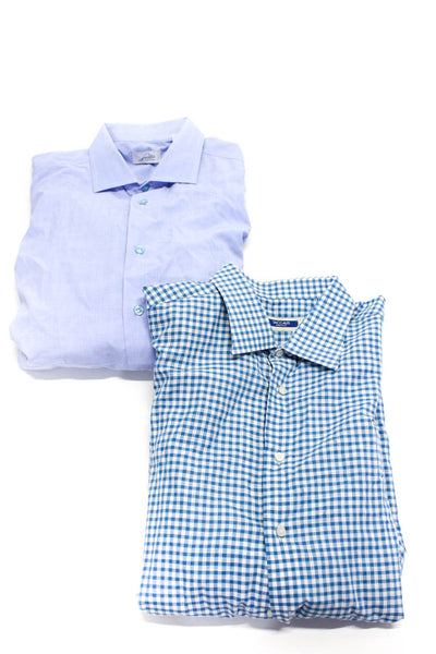 Taccaliti Sartor Mens Long Sleeve Collared Button Up Shirts Blue Size 17.5 Lot 2