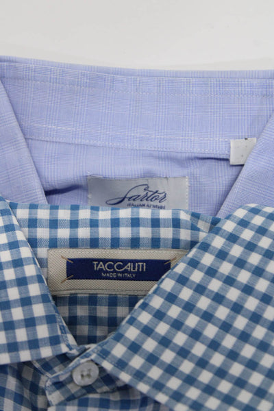 Taccaliti Sartor Mens Long Sleeve Collared Button Up Shirts Blue Size 17.5 Lot 2