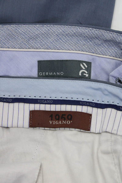 Germano Vigano Mens Wool Flat Front Dress Pants Trousers Blue Size 54 52 Lot 2