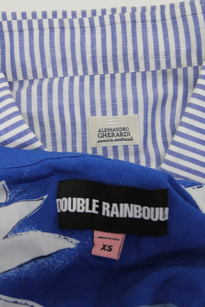 Double Rainbouu Alessandro Gherardi Mens Button Up Tops Blue Size XS 2XL Lot 2