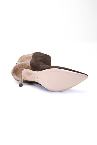 Barneys New York Womens Patchwork Zip Stiletto Heels Boots Brown Size EUR39