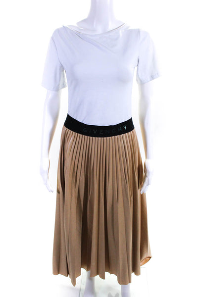 Givenchy Womens Light Brown Pull On Pleated Maxi Skirt Size 40