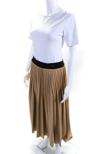 Givenchy Womens Light Brown Pull On Pleated Maxi Skirt Size 40