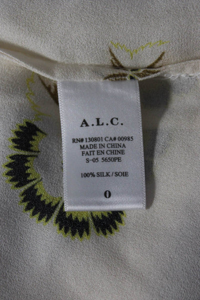 A.L.C. Womens Silk Abstract Floral Print Hook & Loop Halter Top Cream Size 0