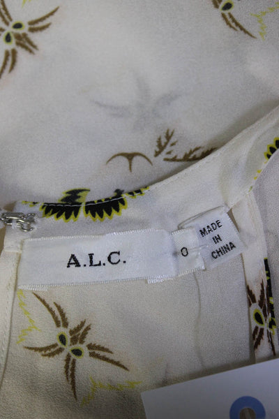 A.L.C. Womens Silk Abstract Floral Print Hook & Loop Halter Top Cream Size 0