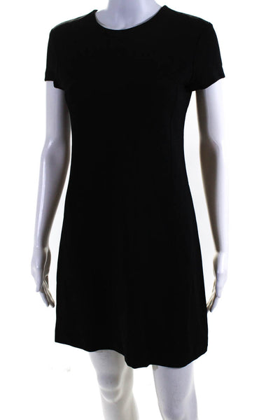 Theory Womens Textured Darted Back Zipped Short Sleeve Sheath Dress Black Size 0