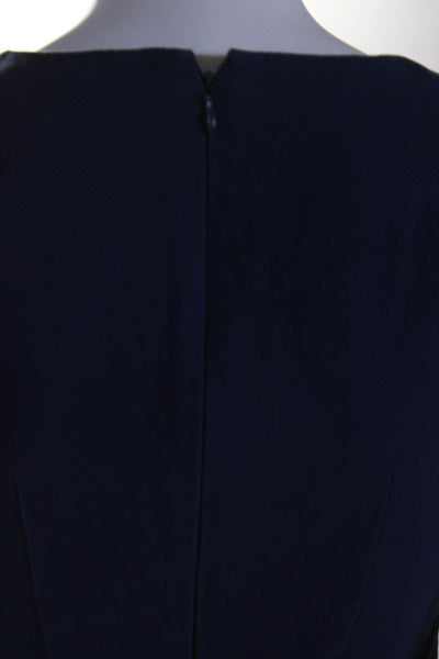 Theory Womens Cotton Back Zipped Short Sleeve A-Line Midi Dress Blue Size 00