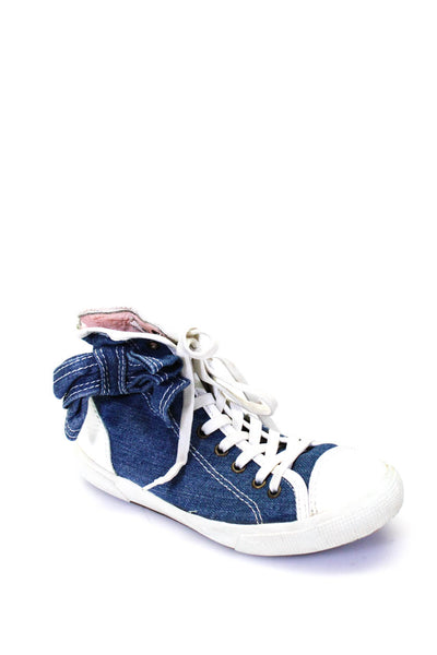 RED Valentino Womens Darted Bow Accent Lace-Up High Top Sneakers Blue Size EUR36