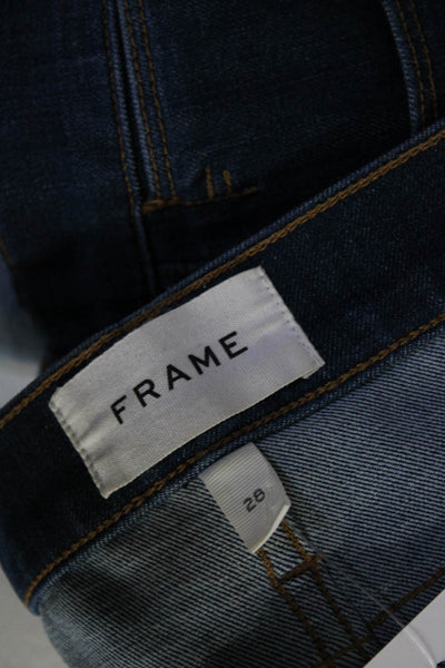 Frame Womens Zipper Fly High Rise Dark Wash Skinny Jeans Blue Denim Size 28