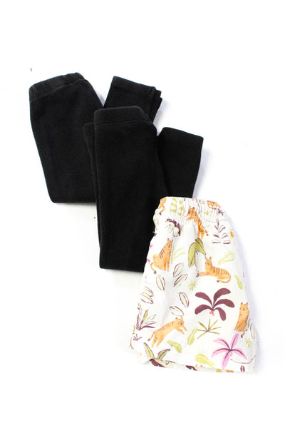 Zara Girls Cotton Ribbed Elastic Waist Leggings Black Size 9-12m 6-12m Lot 3