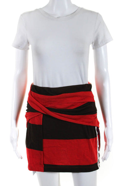 3.1 Phillip Lim Womens Striped Twist Front Skirt Brown Red Size Extra Small