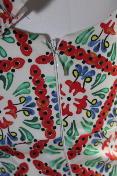 Caroline Constas Womens Floral Print Dress Multi Colored Cotton Size Extra Small