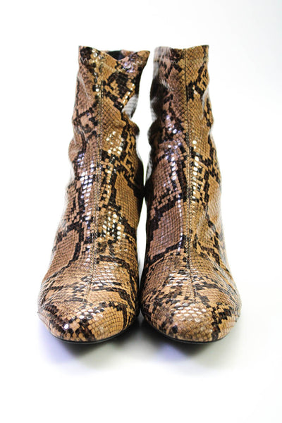 Zara Trafaluc Womens Animal Print Point Toe Back Zip Boots Brown Size 40 10
