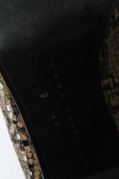 Zara Trafaluc Womens Animal Print Point Toe Back Zip Boots Brown Size 40 10