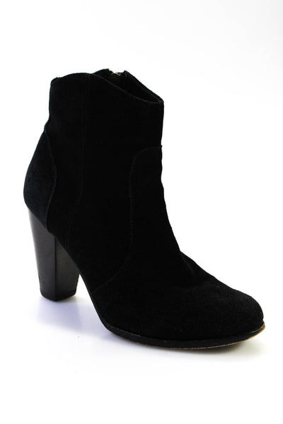 Joie Womens Suede Side Zip Heeled Ankle Boots Booties Black Size 38.5 8.5