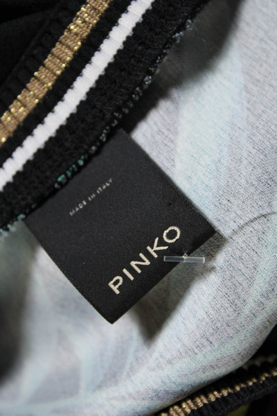 Pinko Womens Sleeveless Ruffled Layered Floral Blouse Top Black Size 6