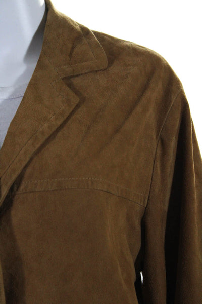 Golden Bear Sportswear Womens Suede Leather Three Button Jacket Brown Size S