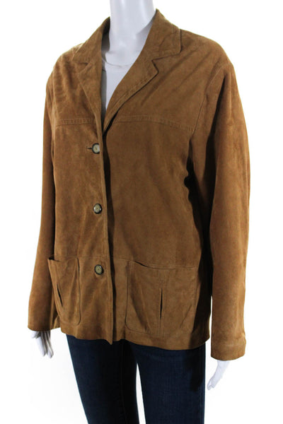 Golden Bear Sportswear Womens Suede Leather Three Button Jacket Brown Size S