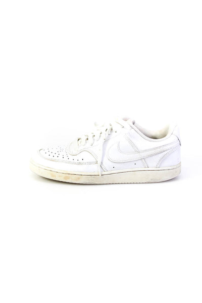 Nike Womens Leather Low Top Lace Up Casual Sneakers White Size 9