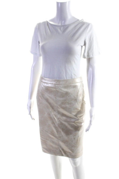 Fashionista Womens Metallic Crinkled Two Pocket Knee Length Skirt Gold Size 2
