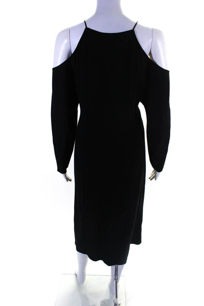 The Row Womens Crepe Cold Shoulder Long Sleeve Shift Midi Dress Black Size S