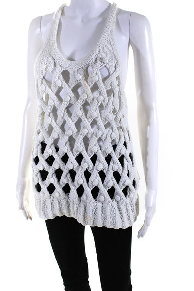 Alexander Wang Womens Cotton Knitted Textured Sleeveless Sweater White Size S